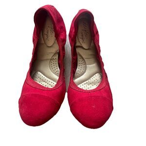Dexflex Comfort Ballet Flats Women's 6.5 Red Suede-look Slip-On Casual Very Good
